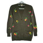 J.Crew  Flower Bud Cashmere Button Down Boyfriend Cardigan Sweater Small Cherry Photo 0