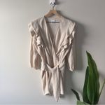 Saylor  Long Sleeve Faux Wrap Dress V-neck Ruffle Mini Sweater Knit Stretch Lined Photo 2