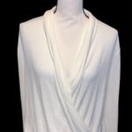 Loft Ann Taylor Surplice V-Neckline Faux Wrap Sweater Stretch White Photo 2