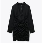 ZARA NWT   RHINESTONE DRESS WITH DRAPED NECKLINE BLACK MEDIUM Photo 6