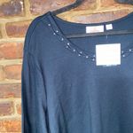 Quacker Factory NWT  Black Braided Sparkle 3/4 Sleeve T-Shirt Women's Size 3X Photo 1