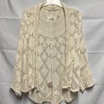 Angel of the North Anthro Cream Pointelle Cardigan Size Small Dolman Sleeve Photo 0