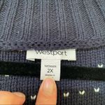 Westport  Blue Striped Knit Pullover Sweater Womens 2X NWT Preppy V Neck Fall Photo 2