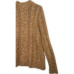 Lands End Sweater Womens XL 18 Tan Cable Knit Mock Neck Wool Blend Fisherman Brown Photo 8
