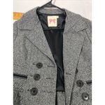 Anthropologie Double Breasted Peplum Blazer Herringbone 100% Wool Black White S Photo 8