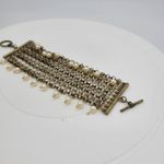 VTG Pinned Pearl Cuff Bracelet 8" Gold Tone White Beads Wide Toggle Closure Photo 8
