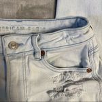 American Eagle stretch women’s light wash size 00 long distressed jeans pants Photo 1