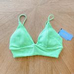 L Space Bikini Top Womens Sz Large Green Winnie Ribbed Sporty Chic Beach Summer Photo 2
