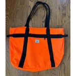 Herschel Supply Company Herschel Supply Co. Neon Orange Tote Bag With Black Straps & Striped Lining Photo 0