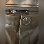 ZARA Faux Leather Pants Olive Green Zippered Ankle Versatile S Edgy City Neutral Photo 6