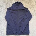 Women’s Medium Hanna Andersson Navy Hooded Full Zip Jacket Made in Peru Blue Photo 0
