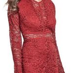 Red Lace Long Sleeve Romper Photo 0