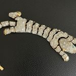 Vintage Rhinestone Panther Leopard Wrap Around Gold Bracelet Clasp Photo 1