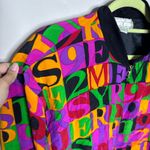 Spenser Jeremy Black Alphabet Silk Vintage Bomber Jacket Sz M Size M Photo 4
