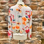 INC International Concepts White with Velvet Flowers Bomber Jacket Size L Photo 11
