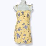 Forever 21  Dress Milkmaid Yellow Cream Floral Size Small Mini Tie Straps Shirred Photo 4