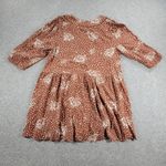 Knox Rose  Dress Womens XL Tan  Linen Blend Square V Neck FloralLoose Flowy Photo 3