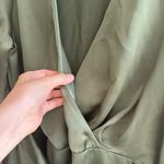 Mango MNG Green Silky Long Sleeve Shirt Wrap Dress, Size 8 Photo 5