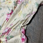 ZARA New Light Yellow Floral Satin Side Cut Out Short Sleeve Mini Dress Womens S Photo 3