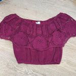 Miguelina Dakota Floral Lace Crochet Crop Top Milkmaid Hippie Maroon Women's S Pink Photo 0
