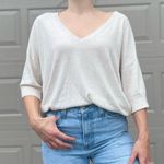 Treasure & Bond  Cashmere Blend V-Neck Sweater in Oatmeal Beige Size XL Photo 2