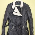 Sam Edelman Women’s Faux Fur Quilted Black Belted Jacket. Photo 0