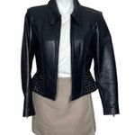 FLYING BIKES Oakwood Black Leather Moto Jacket Motorcycle Womens Size Medium Photo 3