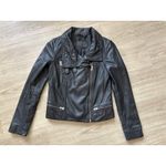 AllSaints Bales Biker 100% Lamb Leather Jacket All Saints Moto Size UK 8 US 4 Black Photo 4