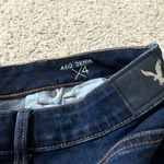 American Eagle Denim Shorts Dark Wash Frayed Hem Cuffed Womens Photo 5