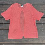 Salmon Pink Vintage Cotton Sag Harbor Crochet Netted Short Sleeve Cardigan Size XL Photo 0