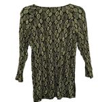 Michael Michael Kors Snake Print Top Gold Zip Detail 3/4 Sleeve Size M Black Size M Photo 1