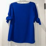 Vine & Love  Royal Blue Blouse with Tie Sleeves Women’s Small Photo 4