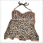 Kona Sol  tankini swim top - leopard animal print - brown tan black - Medium Photo 0