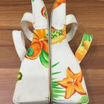 ESCADA White Floral Tropical Beach Wedge Sandals Size 35 1/2 (6 Photo 5