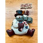 Vintage Lot Set of 2 Holiday Playful Fun Christmas Snowman Brooch Pins White Photo 3