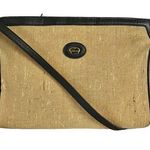 Etienne Aigner Vintage Woven Straw Navy Blue Leather Shoulder Bag Purse Photo 0