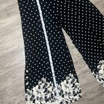 Anthropologie Black and White Polka Dot Floral Wide-Leg Pants Photo 4