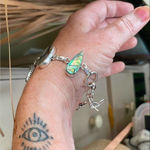 Abalone Sterling Silver Toggle Bracelet Boho Jewelry Blue Photo 4