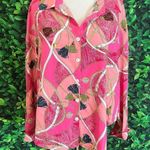 Mixed Print Button Up Tie Front Shirt plus size 2XL blouse Pink Photo 4