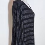 Market & Spruce  Black and Gray Stripe Knit Top Size Medium Black Stripe Top Photo 4