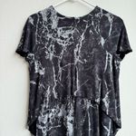 Balenciaga  Black Marble Print Rayon Trompe Loeil Short Sleeve Dress Size 4/36 Photo 2