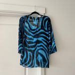 Cache multi use see through studded blouse swim cover up animal print Photo 3