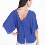 White House | Black Market WHBM Lace-Up Back Kimono Blouse in Ultramarine size xs EUC Photo 3