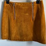 Forever 21 Vegan Suede Rich Golden Mustard Double Zip A-line Festival Mini Skirt Photo 0