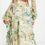 ASOS NWT DESIGN Tiered Ruffle Floral Strappy Lace Up Back Midi Dress ~ 6 Photo 1