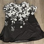 SheIn  Black & White 1/4 Zip Cold Shoulder Floral Shirt, 2XL Photo 4