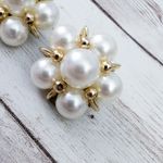 Vintage Clip On Earrings Extra Large Cream & Gold Tone Flower Like Statement Photo 2