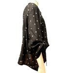 Chico's  Black Polka Dot Cardigan Lightweight Open Front Blouse Roll Tab Sleeves Photo 3