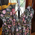 Forever 21  Black Metallic Floral Tiered Asymmetrical Maxi Dress Size Medium Photo 3