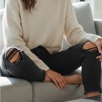 Simple Society  Washed Black High Rise Mom Raw Hem Denim Jeans Photo 0